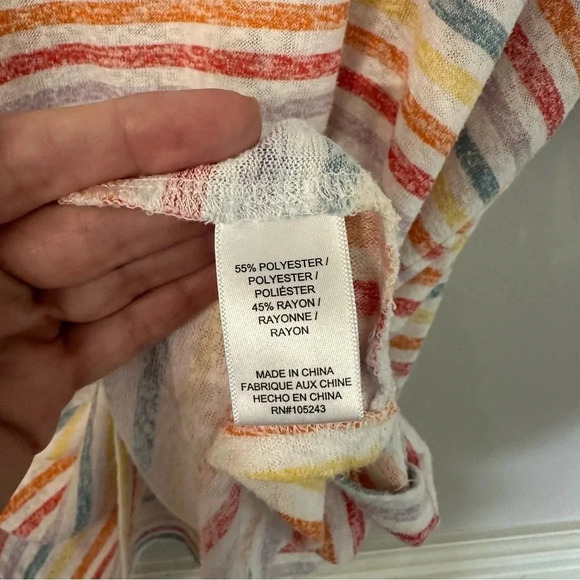 Studio B By Bobeau Women's Short Sleeve Crew Neck Multicolored Stripe Sz 3X GUC - Picture 5 of 7